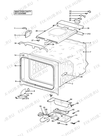 Взрыв-схема плиты (духовки) Electrolux EOG660WN - Схема узла H10 Main Oven Cavity (large)